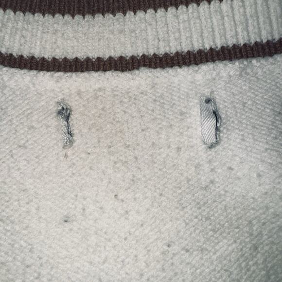 Hollister XL Ivory Brown Crop Boxy Sweater Vest Cable Knit V Neck Preppy School - Picture 4 of 5